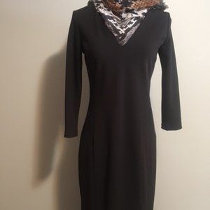 ZARA TRAFALUC Bodycon black midi dress sz large